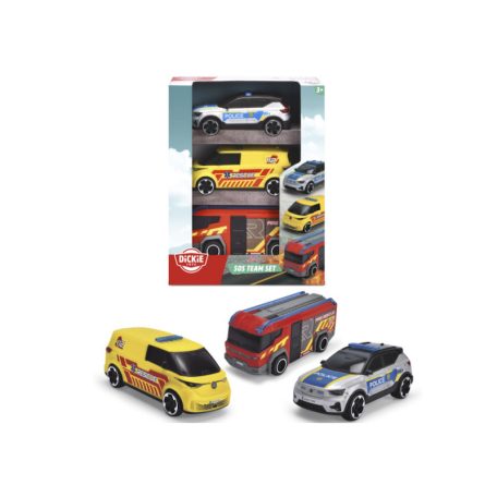 Dickie Toys - 3 darabos szett - Mentő-rendőr és tűzoltóautó