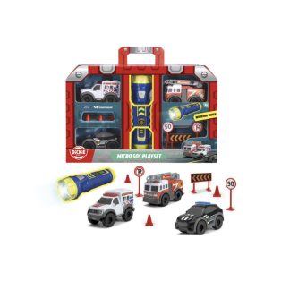   Sürgősségi mentőjárművek - SOS Mikro játékszett elemlámpával - Dickie Toys
