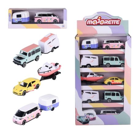 Majorette - Pink Drivez Trailer - citromsárga Porsche Panamera rózsaszín motorcsónakkal