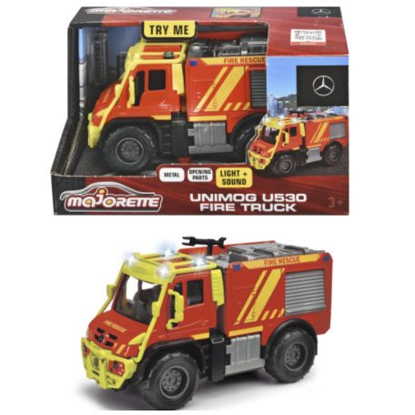 Majorette - Unimog U530 tűzoltóautó - fém, fény és hanghatással