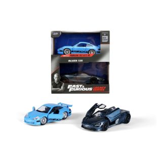   Halálos iramban duopack Porsche 911 GT3 RS (996) kék - McLaren 720S modellautó 1:32
