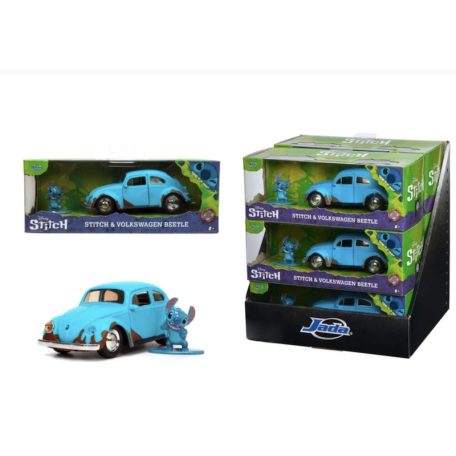 Disney Lilo & Stitch 1959 VW Beetle fém autómodell, figurával 1:32